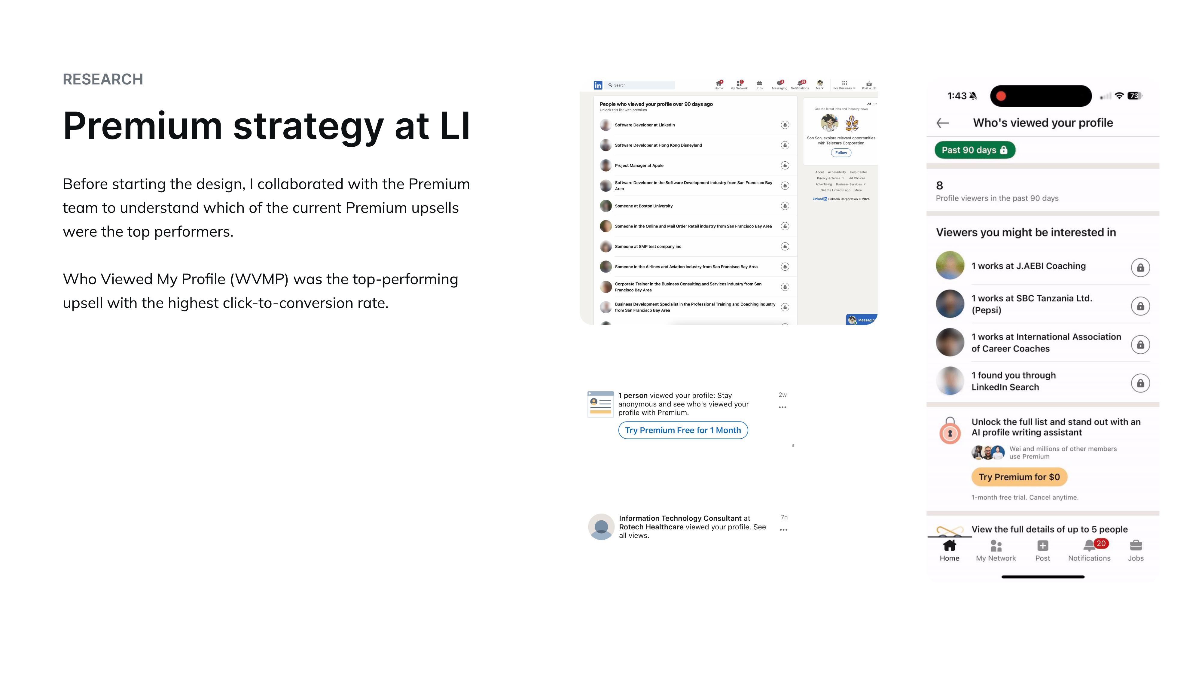 Premium strategy at LinkedIn: Who Viewed My Profile as the reference model