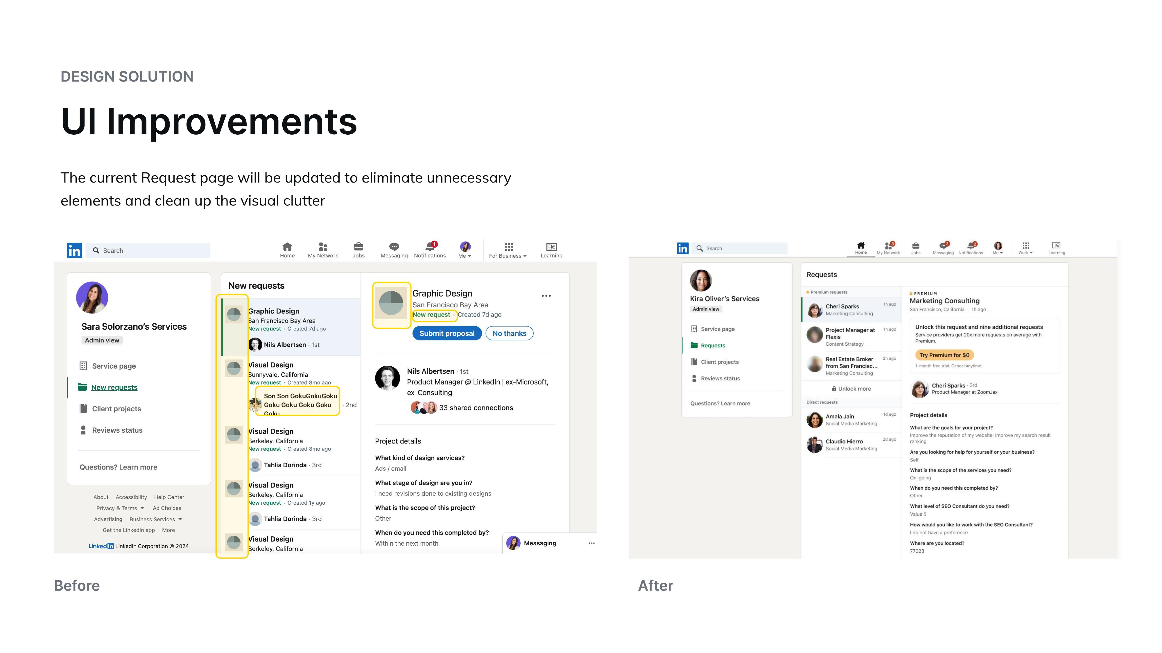 UI improvements: before and after the requests page redesign